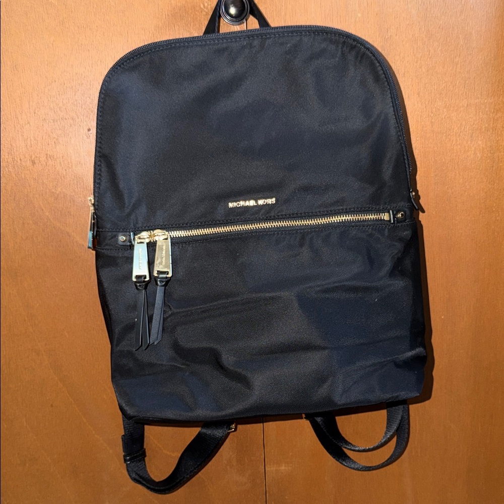 Michael Kors Black Nylon Backpack with Gold Accents